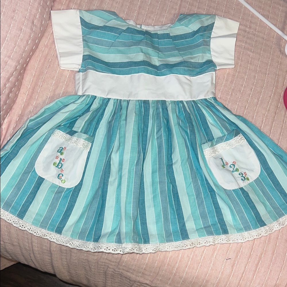 Well Dressed Wolf Aqua and White Striped Dress